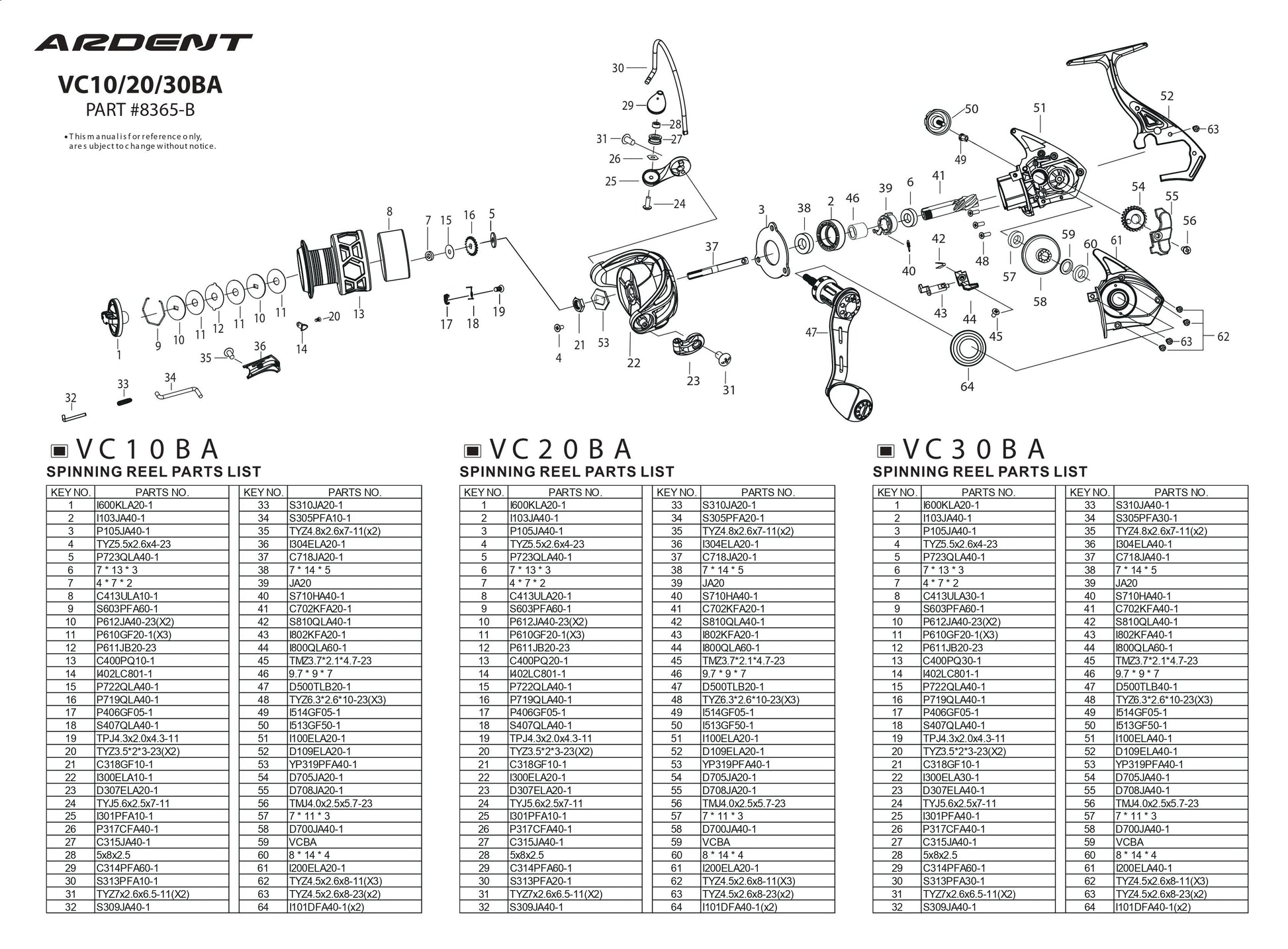 a diagram with parts of BOLT SPINNING REELs