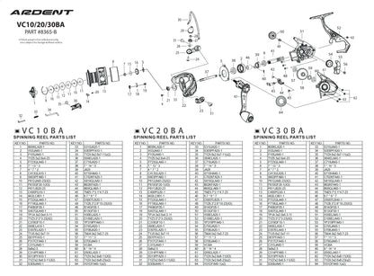 a diagram with parts of BOLT SPINNING REELs