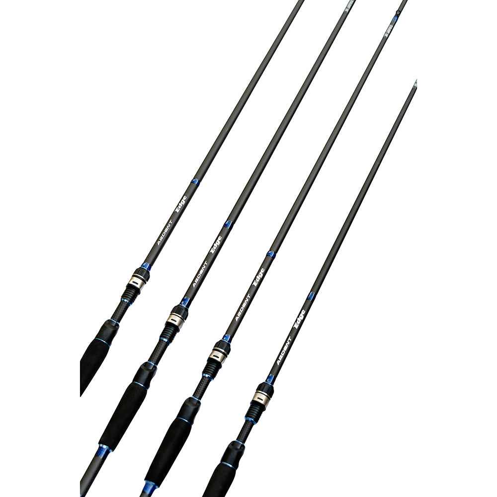 Four black and blue EDGE BAITCASTING RODS