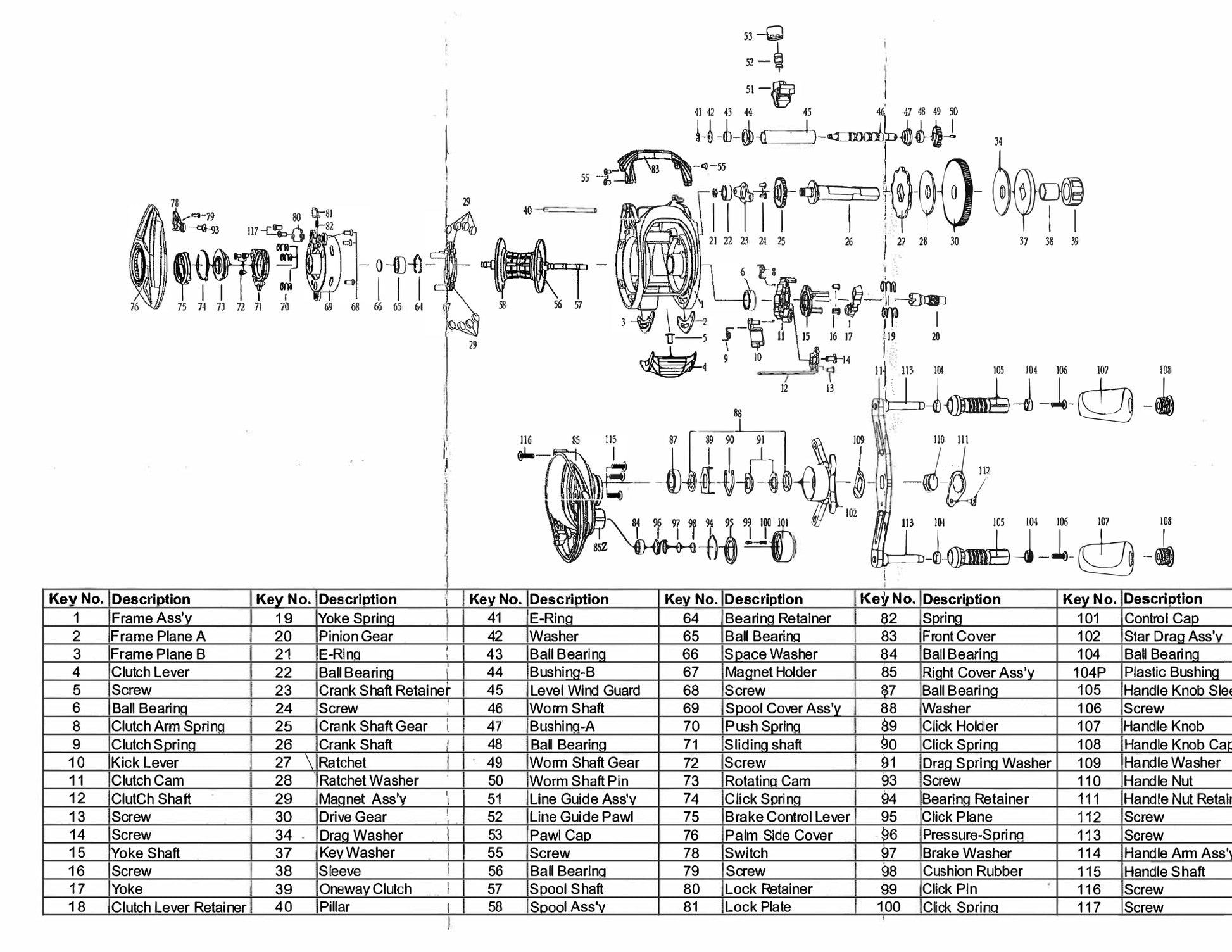 A diagram of parts and numbers of the Summit Hawk