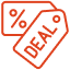 an orange deal and % icon