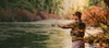 a person fishing in a river