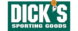 Dicks sporting Goods logo with white letters and green background. Text: Dicks sporting Goods