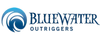 a blue text on a white background, text in image: BLUE WATER OUTRIGGERS