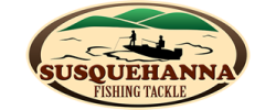 a logo for a fishing tackle company, text in image: SUSQUEHANNA FISHING TACKLE